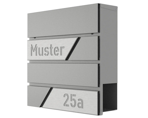 Wandbriefkasten HEIDEMANN DESIGNline BK1 38x38x11 cm, mit Personalisierung, grau Briefkasten mit Beschriftungsfeld für Namen und Hausnummer