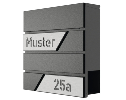Wandbriefkasten HEIDEMANN DESIGNline BK1 38x38x11 cm, mit Personalisierung, graphit Briefkastenanlage mit Hausnummer und Namensschild