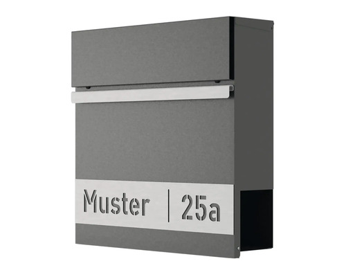 Wandbriefkasten HEIDEMANN DESIGNline BK2 38x38x11 cm, mit Personalisierung, graphit Briefkasten mit Muster und Hausnummer 25a