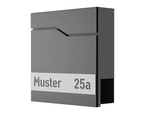 Wandbriefkasten HEIDEMANN DESIGNline BK3 38x38x11 cm, mit Personalisierung, graphit Briefkasten mit Namensschild