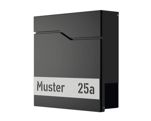 Wandbriefkasten HEIDEMANN DESIGNline BK2 38x38x11 cm, mit Personalisierung, schwarz Briefkasten mit Muster und der Nummer 25a