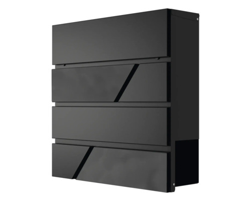 Wandbriefkasten HEIDEMANN DESIGNline BK1 38x38x11 cm, schwarz Moderne Postbox aus Stahl mit Zeitungsfach