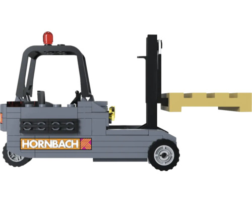 HORNBACH Brick Set Forklift Gabelstapler Klemmbausteine 145x72x95 mm Hornbach Gabelstapler Modell aus Bausteinen mit Palette