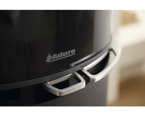 Aduro Logo auf einem Ofen mit Griffen