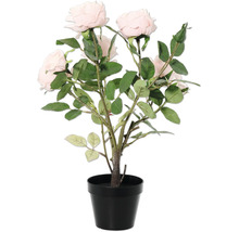Kunstpflanze Rosenbusch in einem schwarzen Topf
