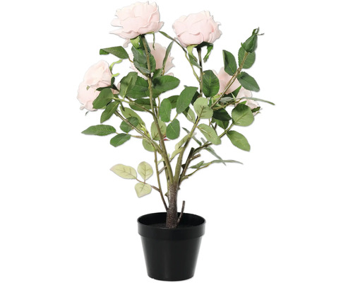 Kunstpflanze Rosenbusch in einem schwarzen Topf