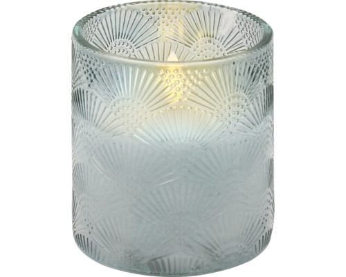 Windlicht aus Glas mit geprägtem Muster