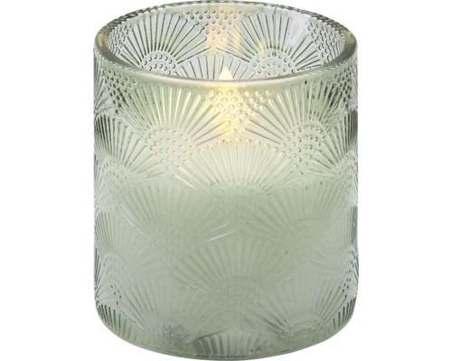 Windlicht aus Glas mit geprägtem Muster