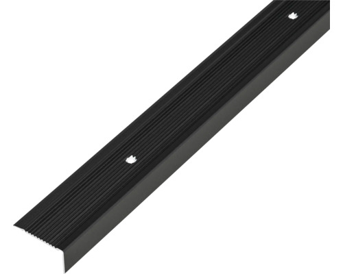 Treppenprofil Alberts Aluminium 1 m zum Schrauben, schwarz Treppenkantenprofil aus geriffeltem Material mit Befestigungslöchern