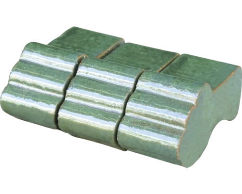 Fuß FloraSelf Ton 3,5 x 7 x 3 cm grün Grüne Keramikfliese mit gewellter Oberfläche