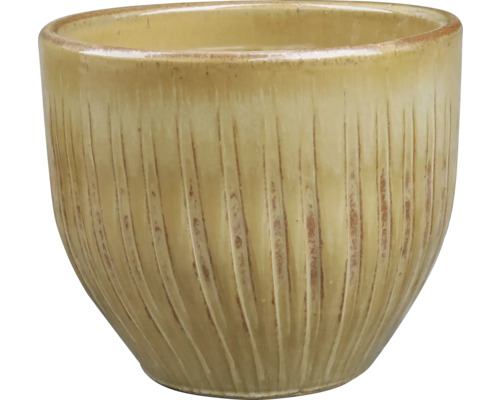 Blumentopf FloraSelf Ton Ø 35,5 cm H 31 cm latte Keramik Blumentopf mit gerillter Textur