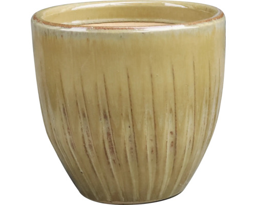 Blumentopf FloraSelf Ton Ø 26,5 cm H 25,5 cm latte Keramik Blumentopf mit gerillter Oberfläche