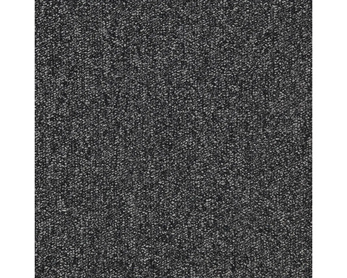 Nahaufnahme eines dunklen Teppichs mit melierter Textur.