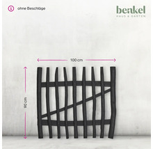 Schwarzer Gartenzaun aus Holz, 100 x 90 cm, ohne Beschläge