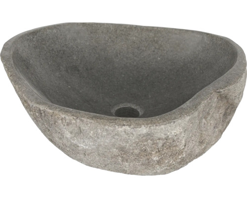 Aufsatzwaschbecken Differnz Lombok oval 40x40 cm grau matt Waschbecken aus Stein