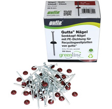 Gutta Nägel Senkkopf mit PE-Dichtung für Recyclingwellplatten, 2,8 x 70 mm, 200 Stück, verzinkt