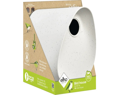 Vogelhaus aus recyceltem Material in der Verpackung