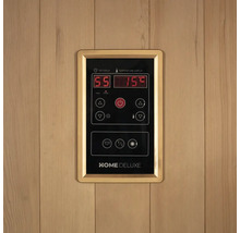 Bedienfeld einer Sauna zur Steuerung von Zeit, Temperatur, Heizung und Licht