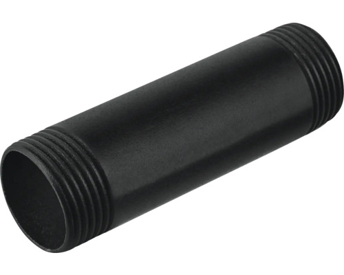 Walteco schwarz 25 x 25 x 80 mm Schwarzes Stahlrohr mit Gewindeenden