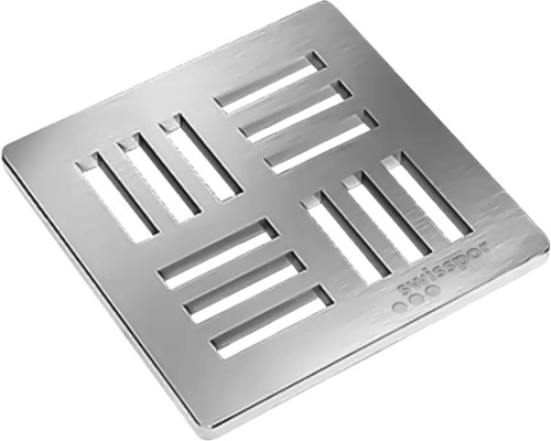 Abdeckrost Swisspor Firenze 90x90 mm edelstahl Quadratischer Ablauf aus Edelstahl mit Schlitzmuster