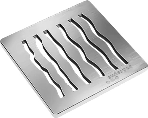 Abdeckrost Swisspor Venezia 90x90 mm edelstahl Quadratischer Bodenablauf aus Edelstahl mit wellenförmigen Schlitzen