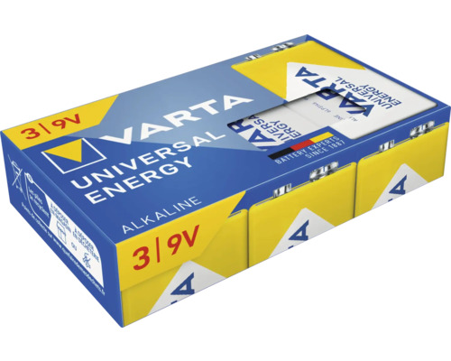 Spezialbatterie VARTA Energy Universal 9V CUBE 3 Stück Varta Universal Energy 9 Volt Block Alkaline Batterie, 3er Pack
