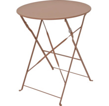 Klapptisch mit runder Tischplatte und Metallgestell