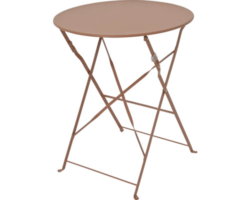 Klapptisch mit runder Tischplatte und Metallgestell