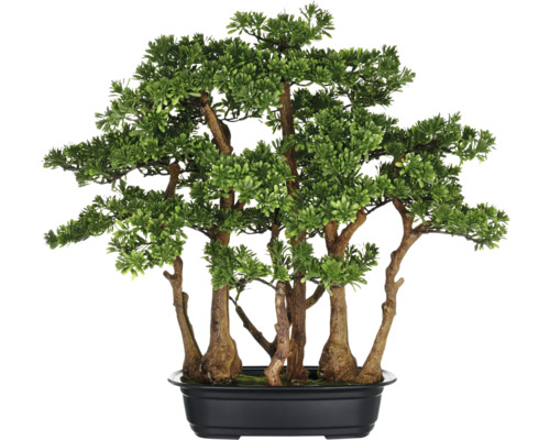 Künstlicher Bonsai-Baum in schwarzem Topf