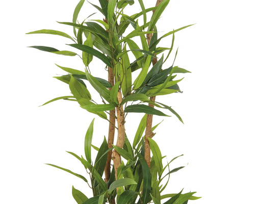 Künstlicher Eukalyptusbaum mit grünen Blättern und braunen Stämmen