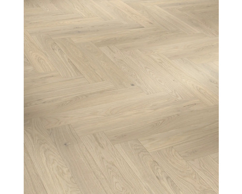 Parador Echtholz-Parkett Eiche Bardolino weiß 1748883 Fischgrät 570 x 95 x 13 mm Heller Eichenparkettboden im Fischgrätenmuster