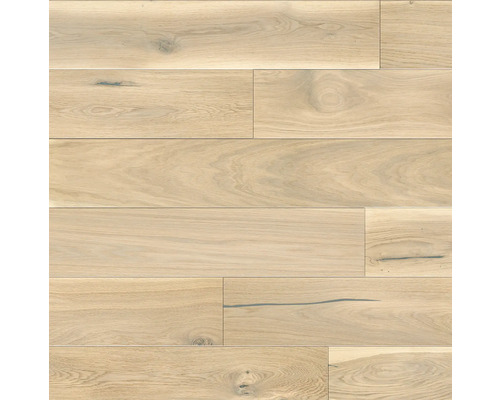 Parkett Eiche 1-Stab Creme Various Landhausdiele gebürstet matt lackiert 2200 x 180 x 14 mm Holzboden aus hellem Holz