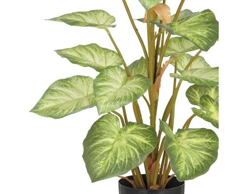 Künstliche Zimmerpflanze mit großen Blättern im Topf