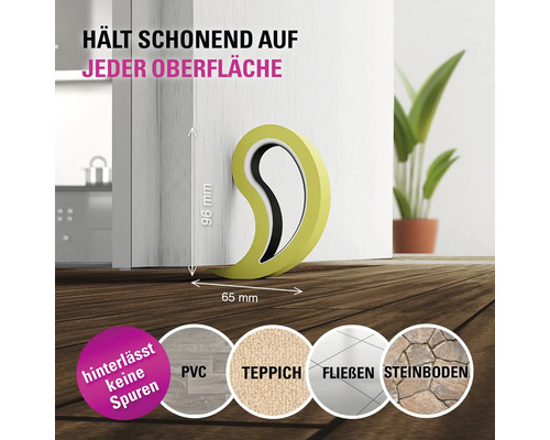 Türstopper für jede Oberfläche, hinterlässt keine Spuren, Maße: 96 mm x 65 mm