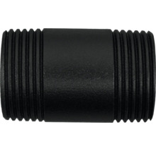 Schwarzes Rohrnippel-Installationsstück mit Gewinde an beiden Enden