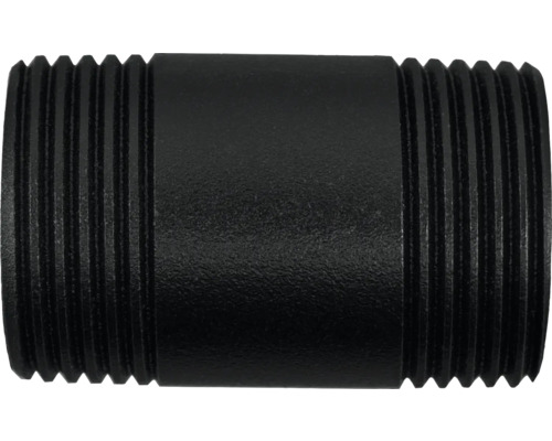 Schwarzes Rohrnippel-Installationsstück mit Gewinde an beiden Enden
