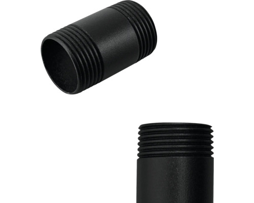 Zwei schwarze Gewindenippel