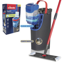 Vileda H2PRO Flachwischsystem bestehend aus Eimer mit zwei getrennten Wasserkammern für sauberes und schmutziges Wasser sowie einem Flachwischer.