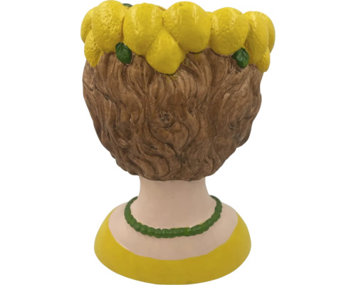 Dekorative Pflanzschale in Form eines Frauenkopfes mit Zitronenverzierungen