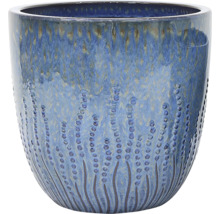 Blauer Übertopf mit Punktmuster