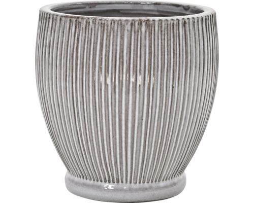 Pflanztopf Lafiora Keramik glasiert Ø 30 cm H 30 cm beige Dekorativer gerillter Blumentopf aus Keramik