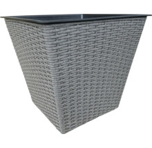Grauer Pflanztopf mit Rattanmuster
