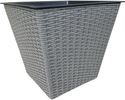 Grauer Pflanztopf mit Rattanmuster