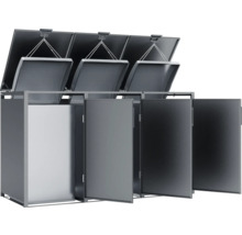 Mülltonnenbox für drei Mülltonnen mit Klappdeckel und Tür