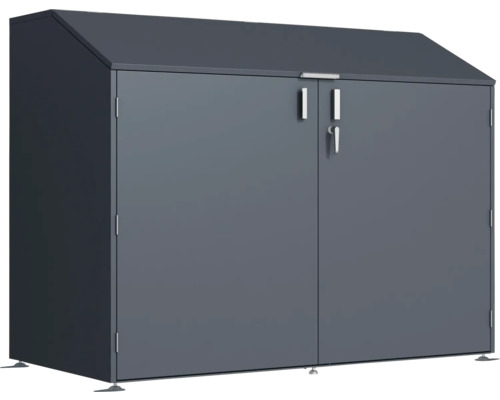 Grauer Geräteschrank mit Doppeltür und abschließbarem Griff