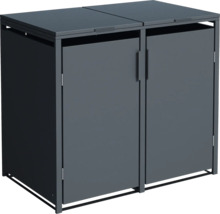 Mülltonnenbox für zwei Mülltonnen mit Türen und Deckel