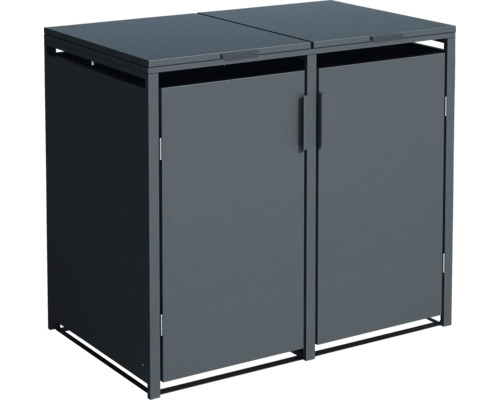 Mülltonnenbox für zwei Mülltonnen mit Türen und Deckel