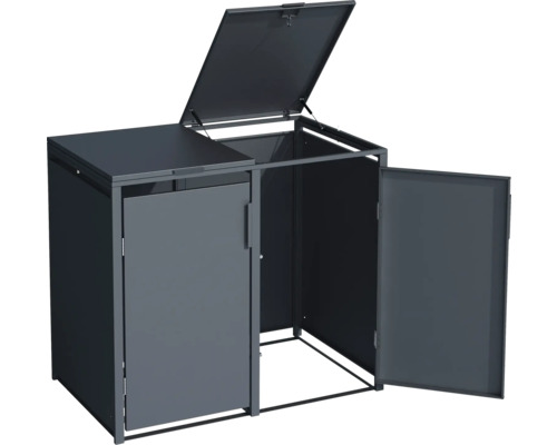 Mülltonnenbox mit zwei Türen und einem Deckel zur Mülltonnenaufbewahrung im Außenbereich