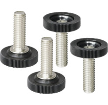 Stellfüße aus Metall mit gerändelter Kunststoffbasis