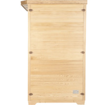 Außenansicht einer Holzsauna mit horizontaler Paneelbauweise